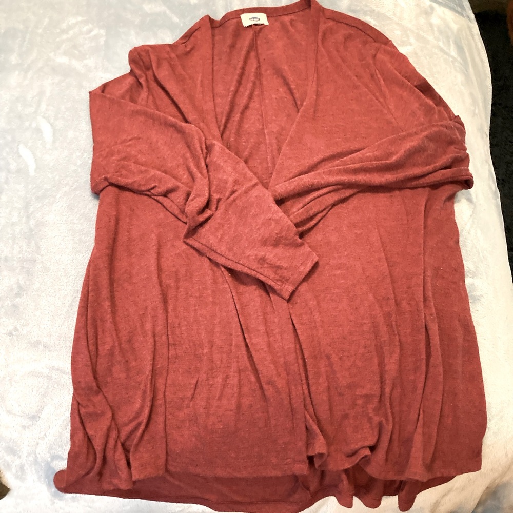 Brick red space dye cardigan